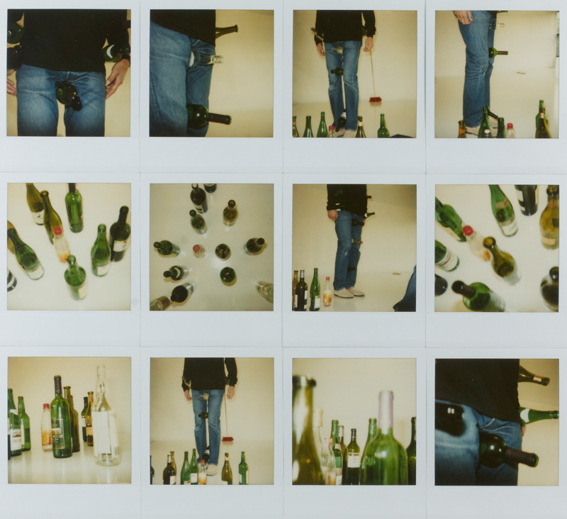 Nordic Sculpture (Monument): do it with empty bottles' (from the series 'One Minute Sculptures', Erwin Wurm (* 1954)