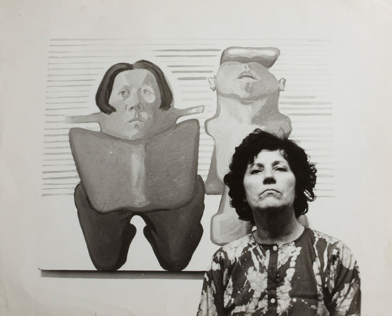 Maria Lassnig in front of self-image, Barbara Pflaum (1912-2002)