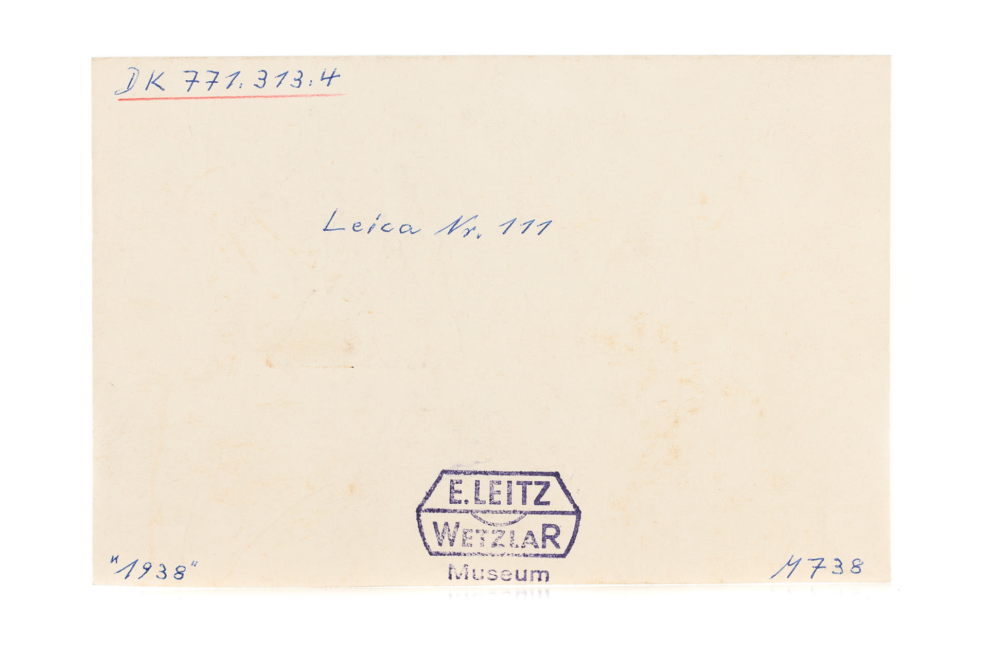 Leica 0-Series no.111 Museum Inventory Card *