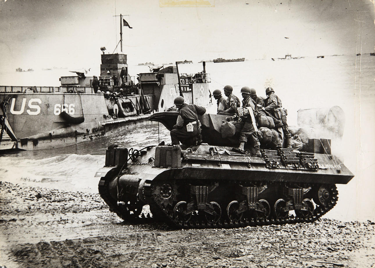 ** ROBERT CAPA (1913–1954) Tanks at Normandy Beach, 1944
