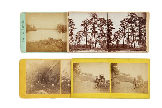 Six Stereographs Showing a Photographer’s Tent