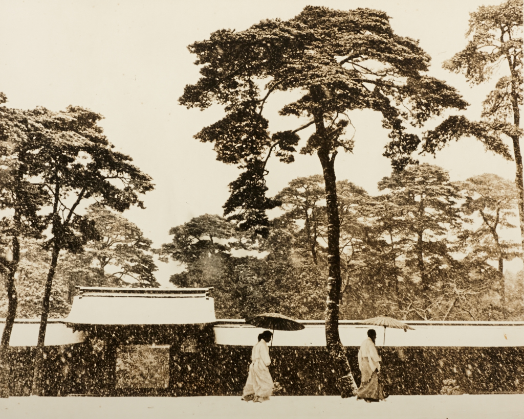 WERNER BISCHOF (1916–1954) ‘Shinto priests in the courtyard of the Meiji Temple’, Tokyo 1951