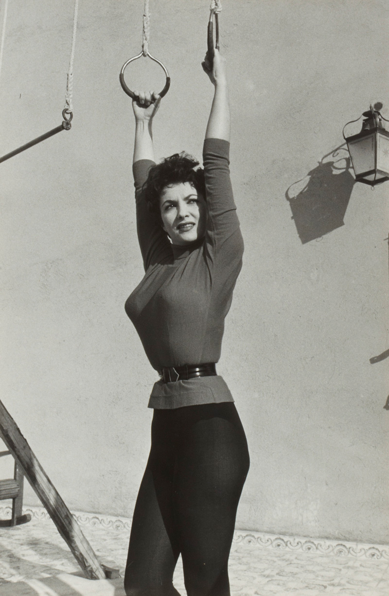 Gina Lollobrigida practicing for her film 'Trapez', David Chim Seymour (1911-1956)