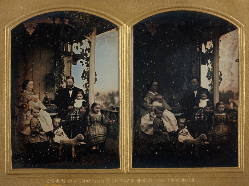 TRUTPERT SCHNEIDER UND SÖHNE (active 1847–1921) Familie auf Veranda / Family on porch, c. 1856