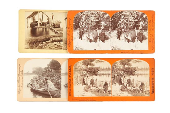 24 Stereographs of Hunting and Fishing