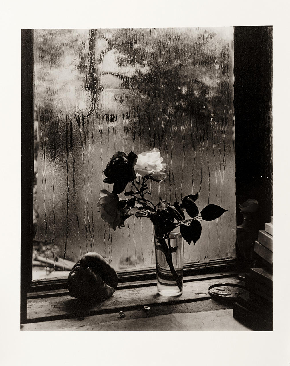 JOSEF SUDEK (1896–1976) Three roses in glass vase, 1950s