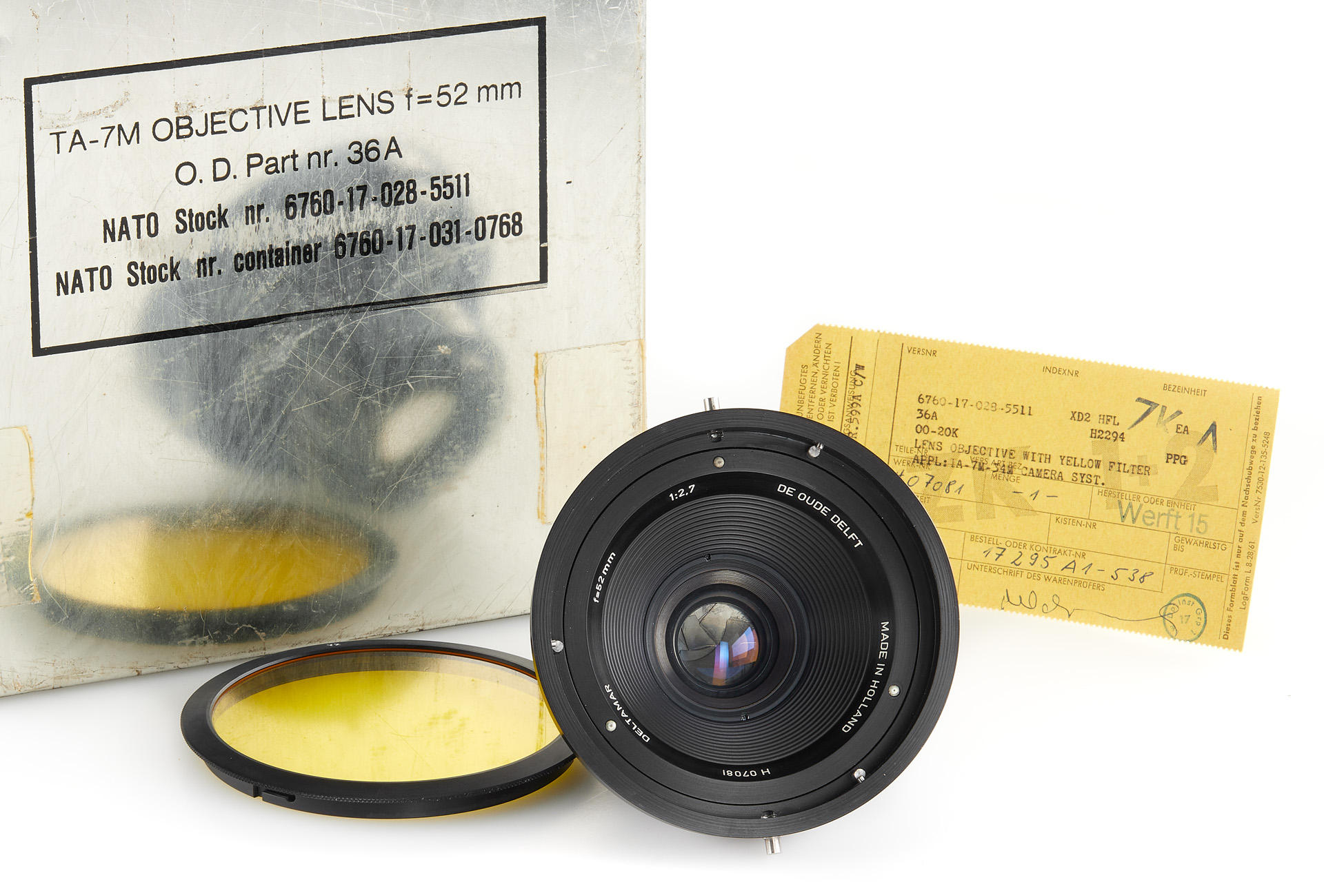 De Oude Delft Deltamar 2.7/52mm NATO Aerial Lens De Oude Delft Deltamar 2.7/52mm NATO Aerial Lens