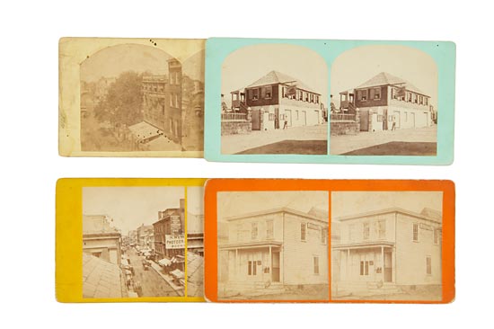 5 Early Stereographs Showing Photographer's Signs