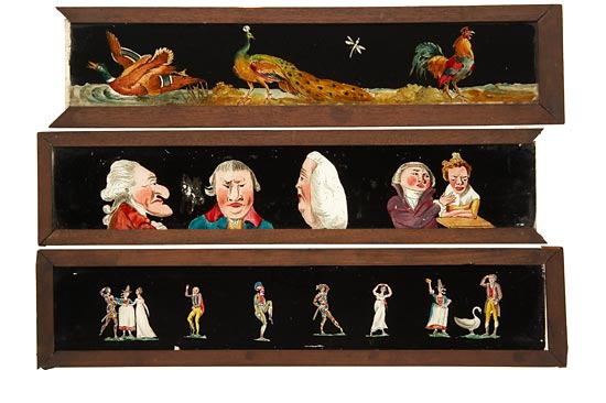 16 Hand-Painted Magic Lantern Slides