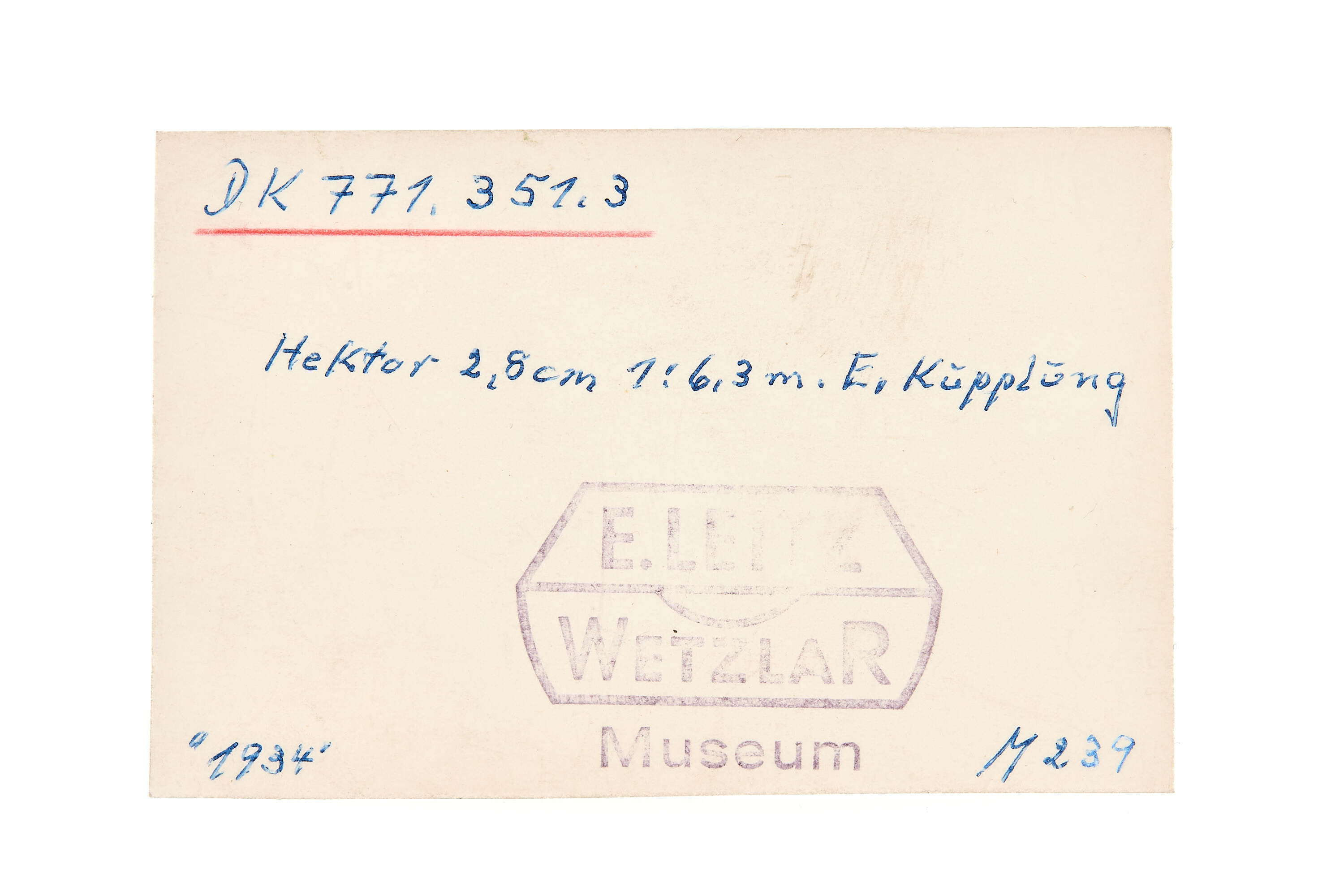 Hektor 6.3/2.8cm prototype ex Leitz Museum *