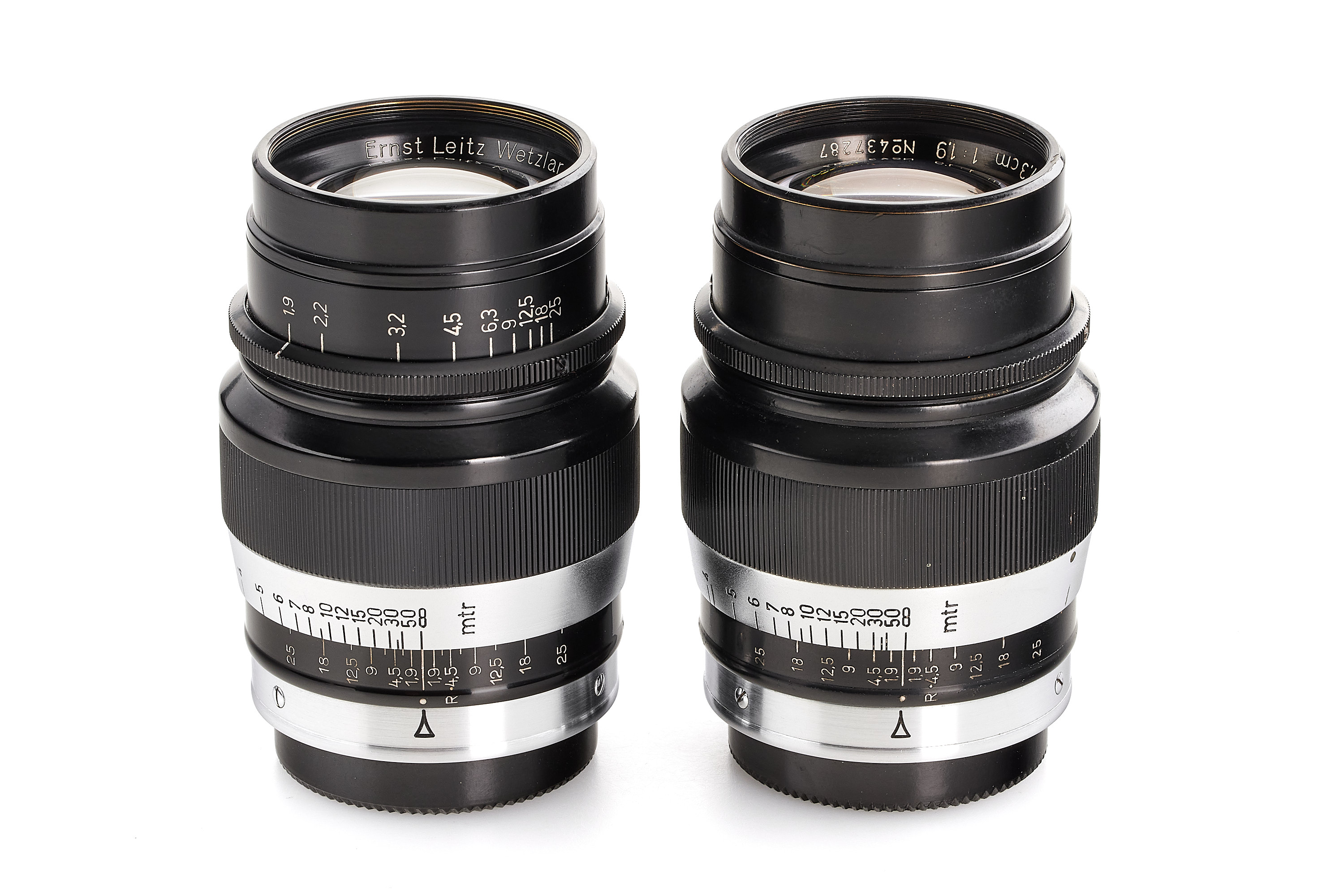 Hektor 1.9/7.3cm HEGRA black/chrome set no.437286 and no.437287 *