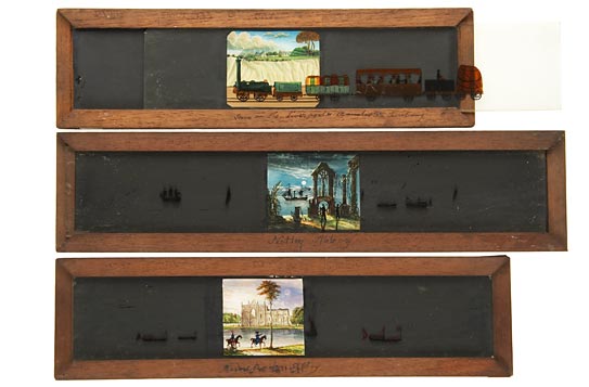 3 Parry Hand-Painted Magic Lantern Slides