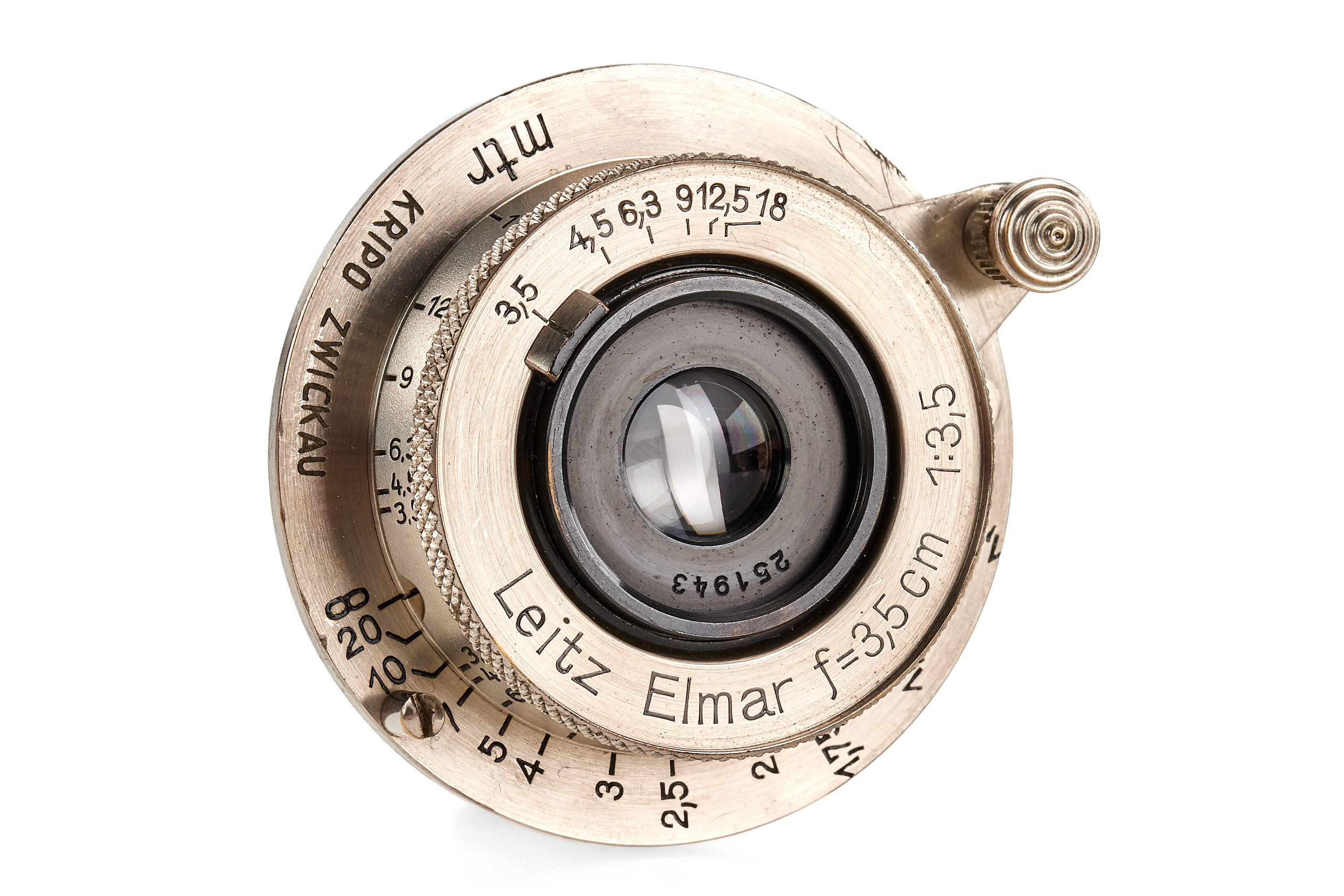 Elmar 3.5/3.5cm nickel 'Kripo Zwickau'
