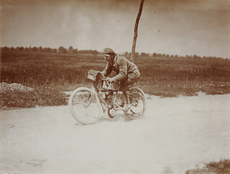 Anonymous French Photographer / Photo Sigriste, Motorcycle on the course Paris–Madrid