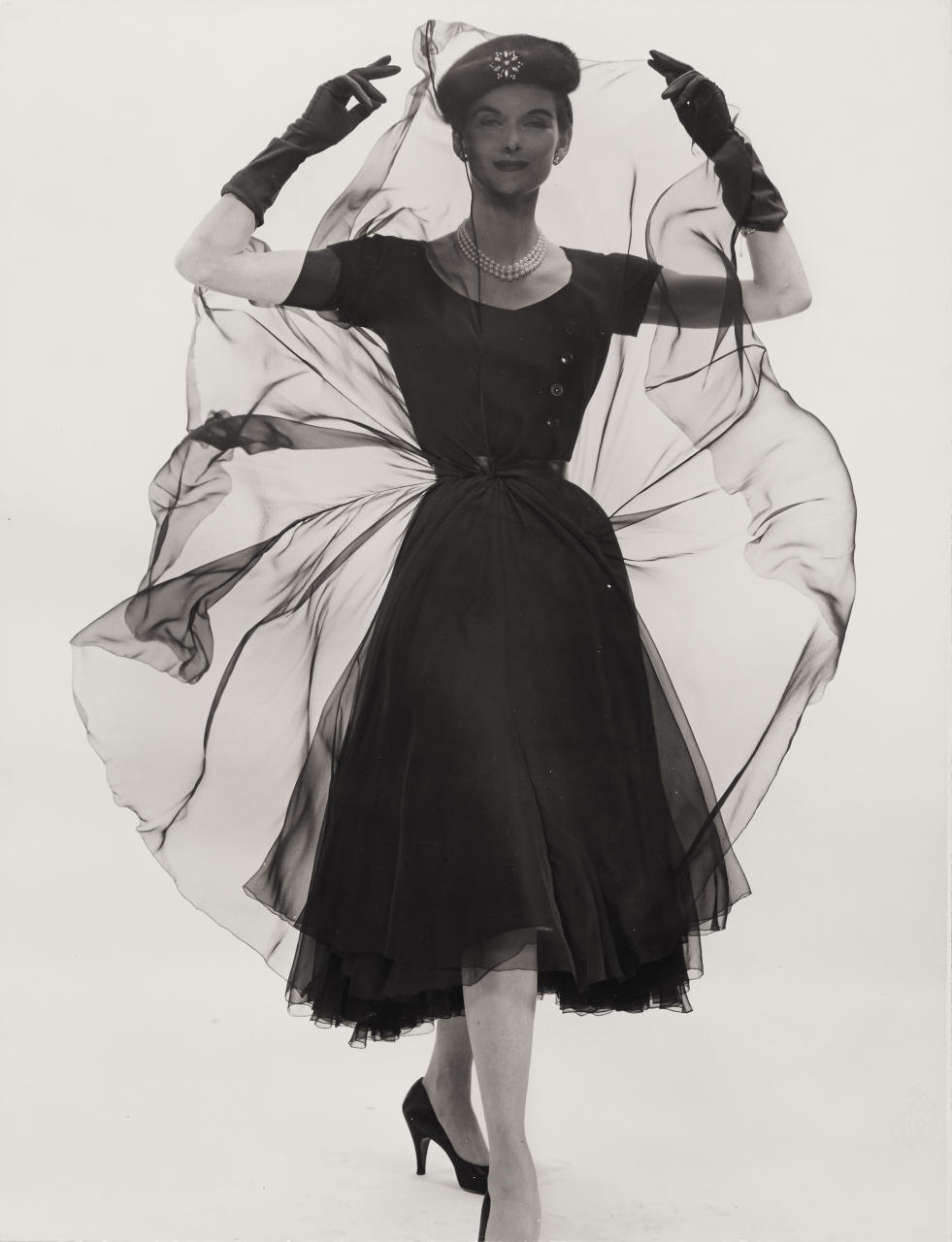 ERWIN BLUMENFELD (1897–1969) Anne St. Marie in Black Chiffon, c. 1950