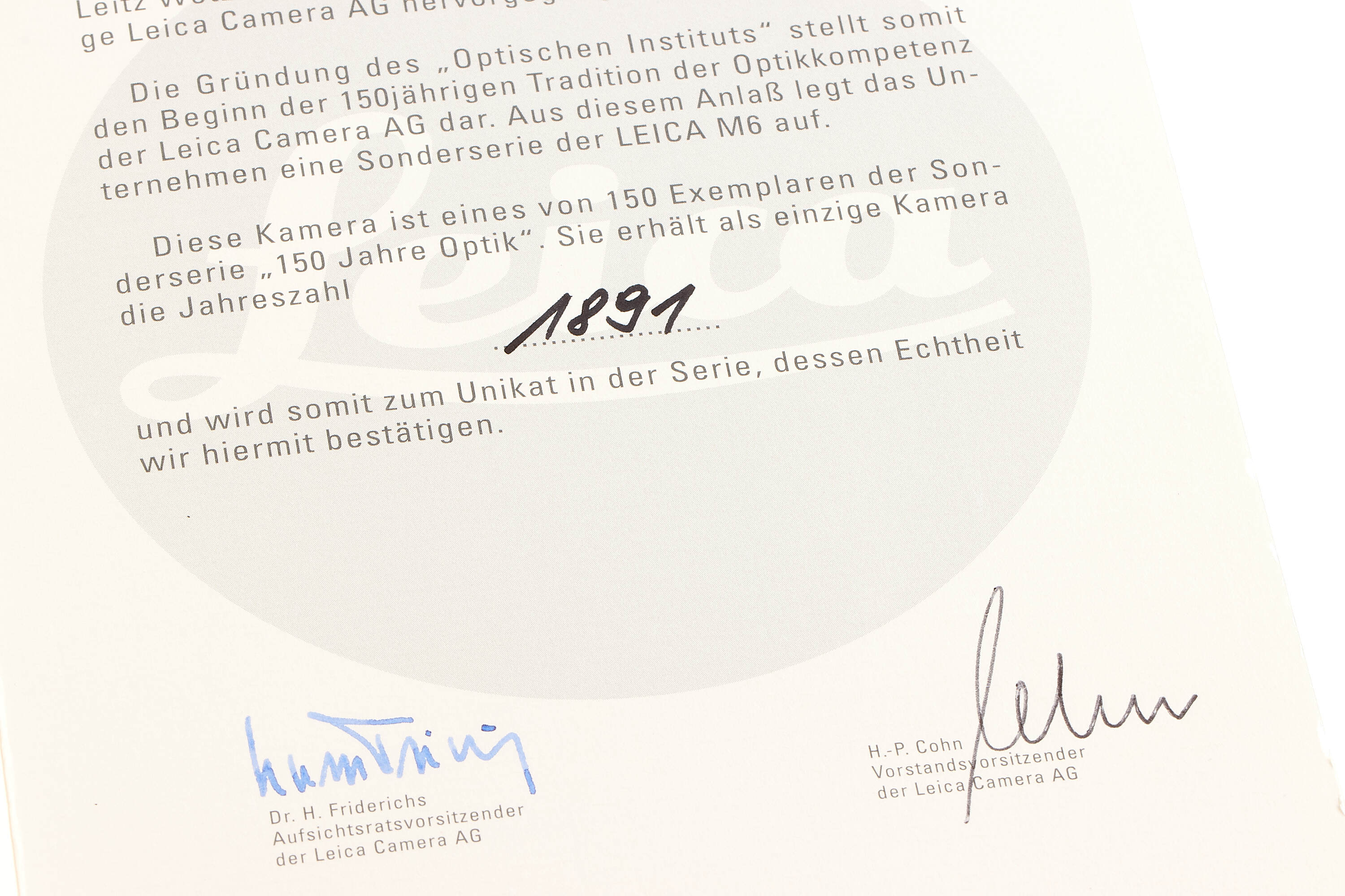 Leica M6 Platinium '150 Jahre Optik' 10483 *
