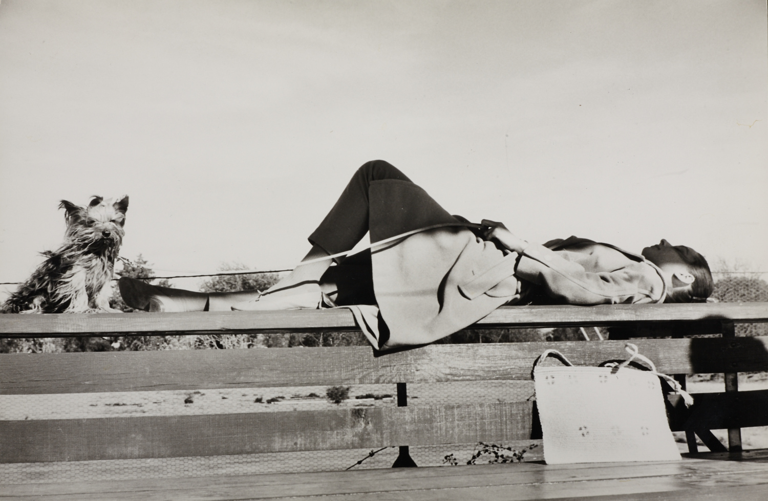 INGE MORATH (1923–2002) Audrey Hepburn with her dog on the set of ‘The Unforgiven’, Durango, Mexico 1959
