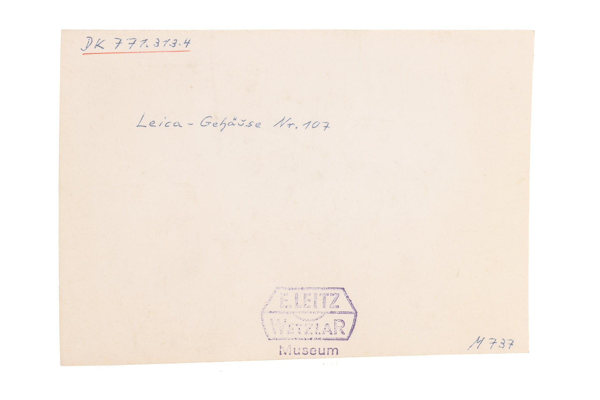 Leica 0-Series no.107 Museum Inventory Card *