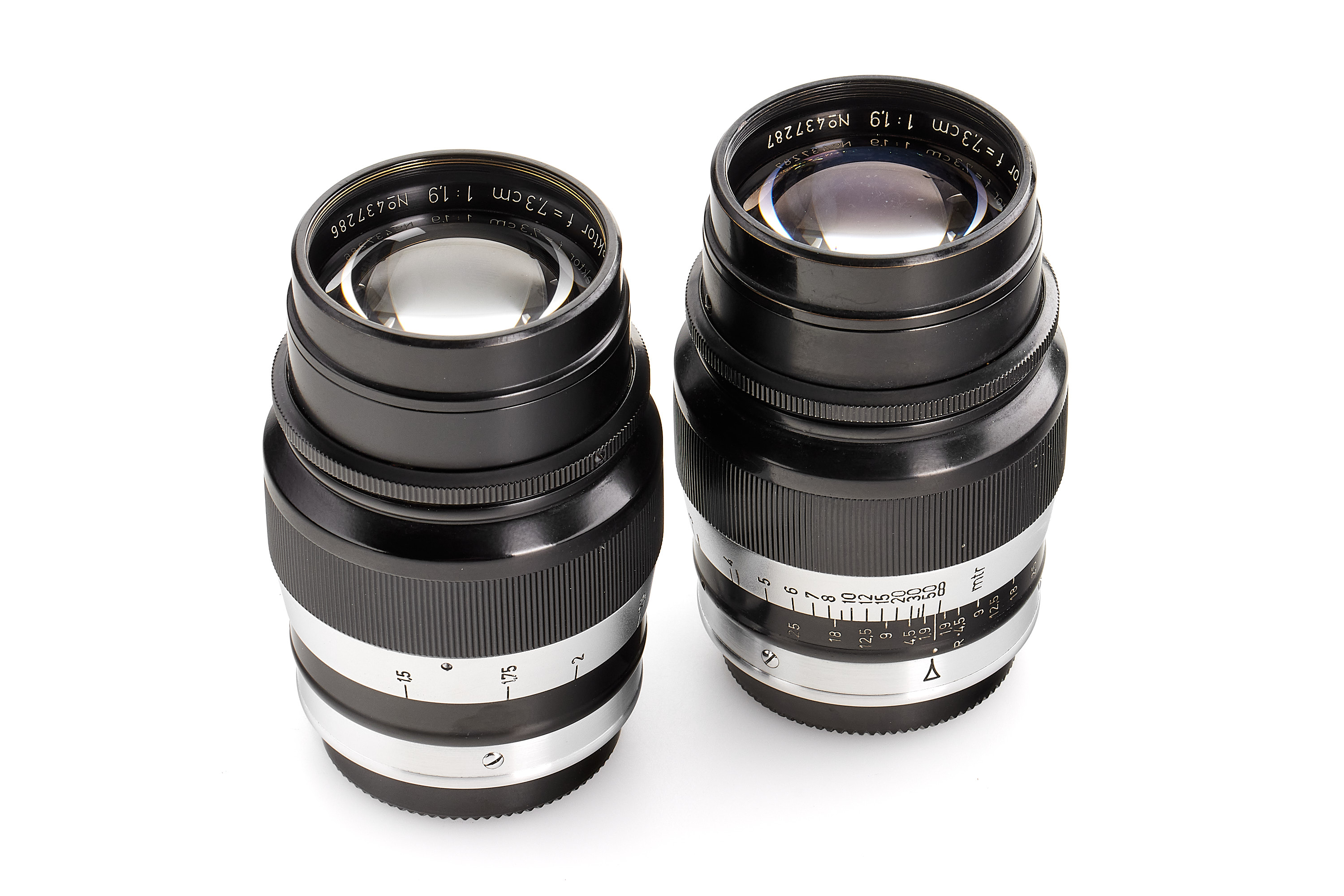 Hektor 1.9/7.3cm HEGRA black/chrome set no.437286 and no.437287 *