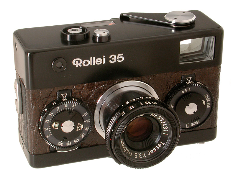 ROLLEI 35 SCHWARZ braunes Leder