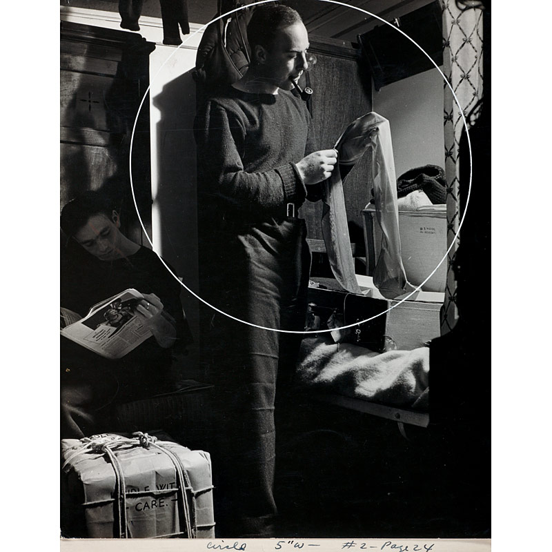 Robert Capa (1913–1954), Transport Atlantic ›Bring home the bacon‹