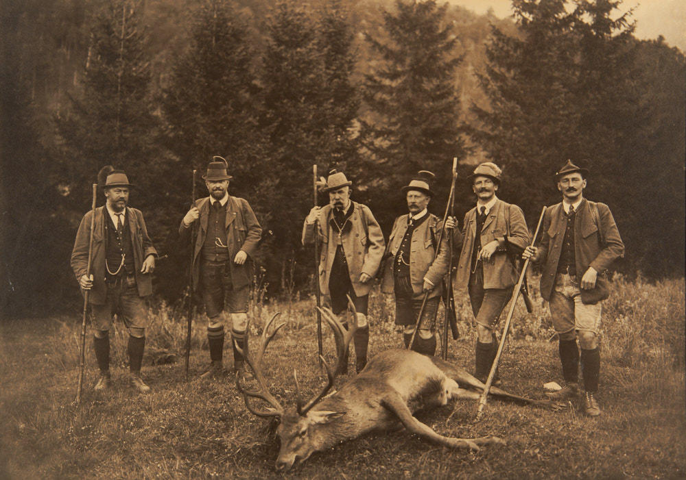 ANONYMOUS PHOTOGRAPHER Emperor Franz Josef I. with royal stag , Bad Ischl, Austria c. 1900