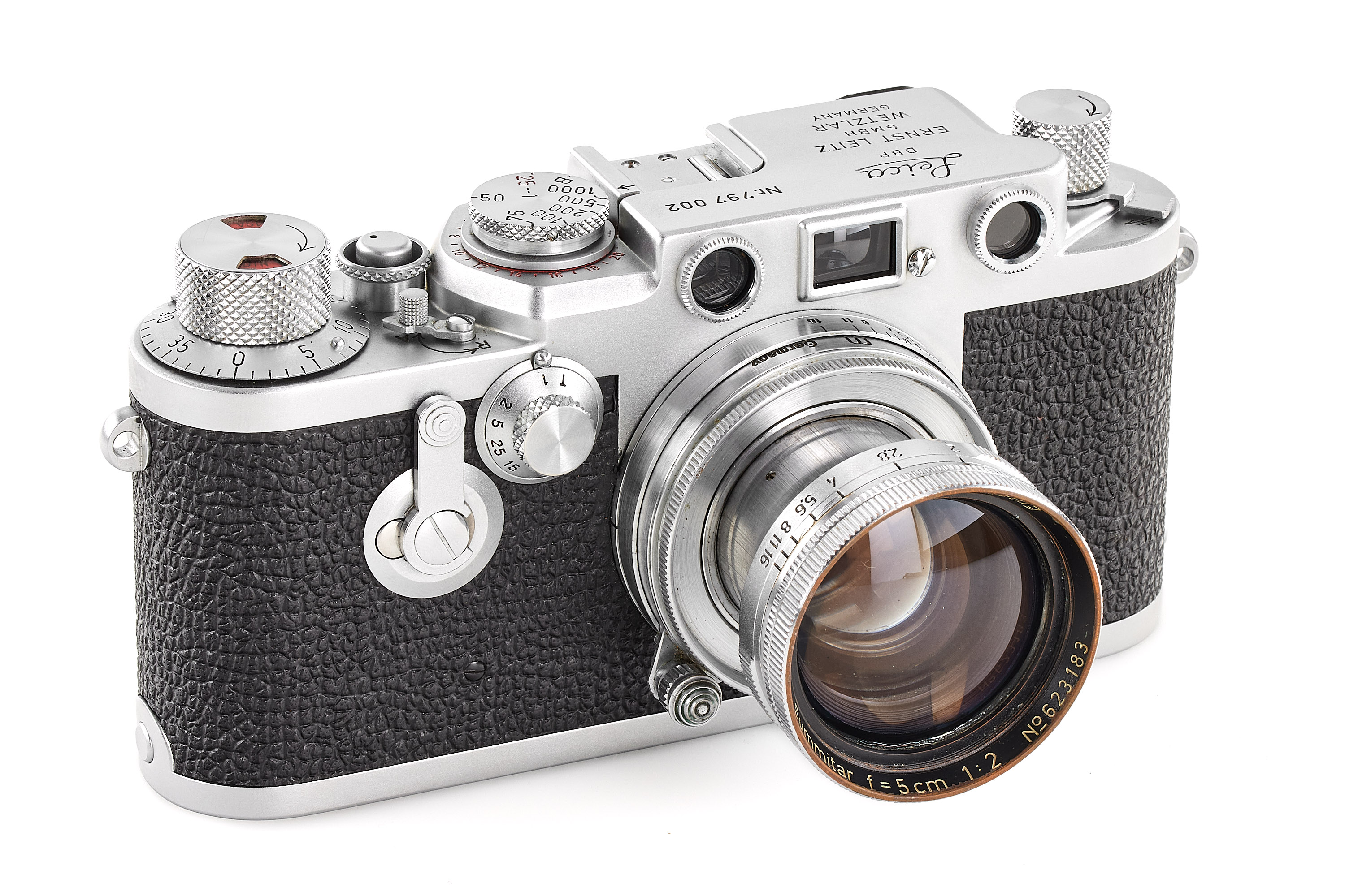 Leica IIIf red dial with Summitar 2/5cm