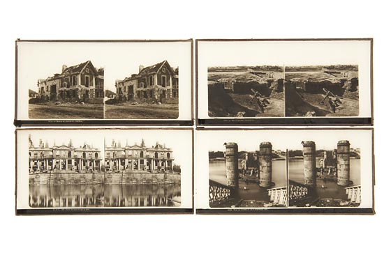 27 Glass Stereo Transparencies of the Siege of Paris