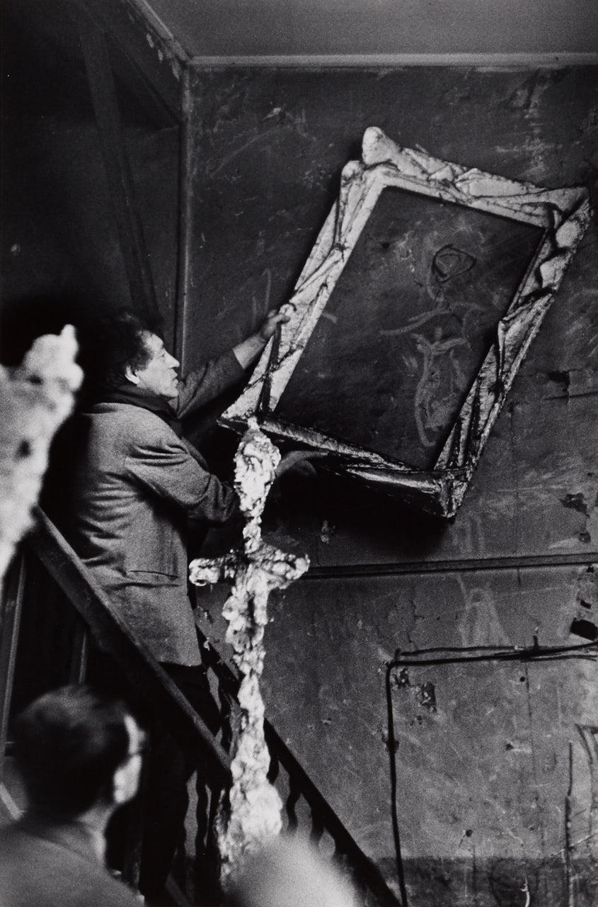 INGE MORATH (1923–2002) Alberto Giacometti putting a frame round his graffiti in his studio in Paris, 1958